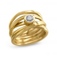 #251 One-of-a-kind Onefooter Ring in 18K Yellow Gold Size 7.25 with Canadian 0.28 Diamond