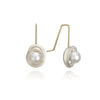 Handmade Pearl MoonPearl Earring in 18K Yellow Gold